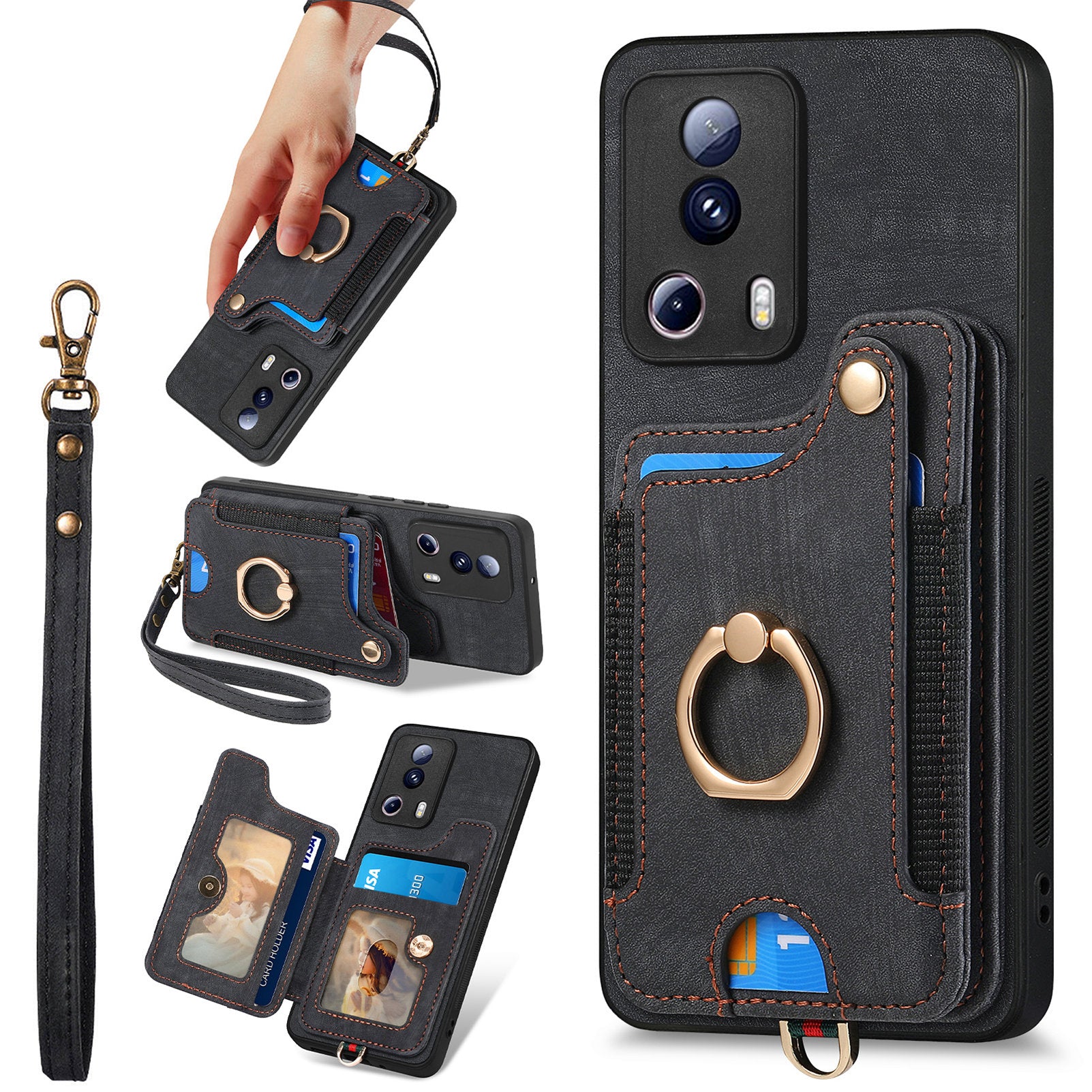 D4 For Xiaomi 13 Lite / Civi 2 5G Phone Case Vintage Card Slots Kickstand RFID Blocking Cover D4 For Xiaomi 13 Lite / Civi 2 5G Phone Case Vintage Card Slots Kickstand RFID Blocking Cover